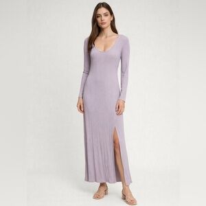 OAK + FORT Lavender Long Sleeve casual or evening Maxi Dress